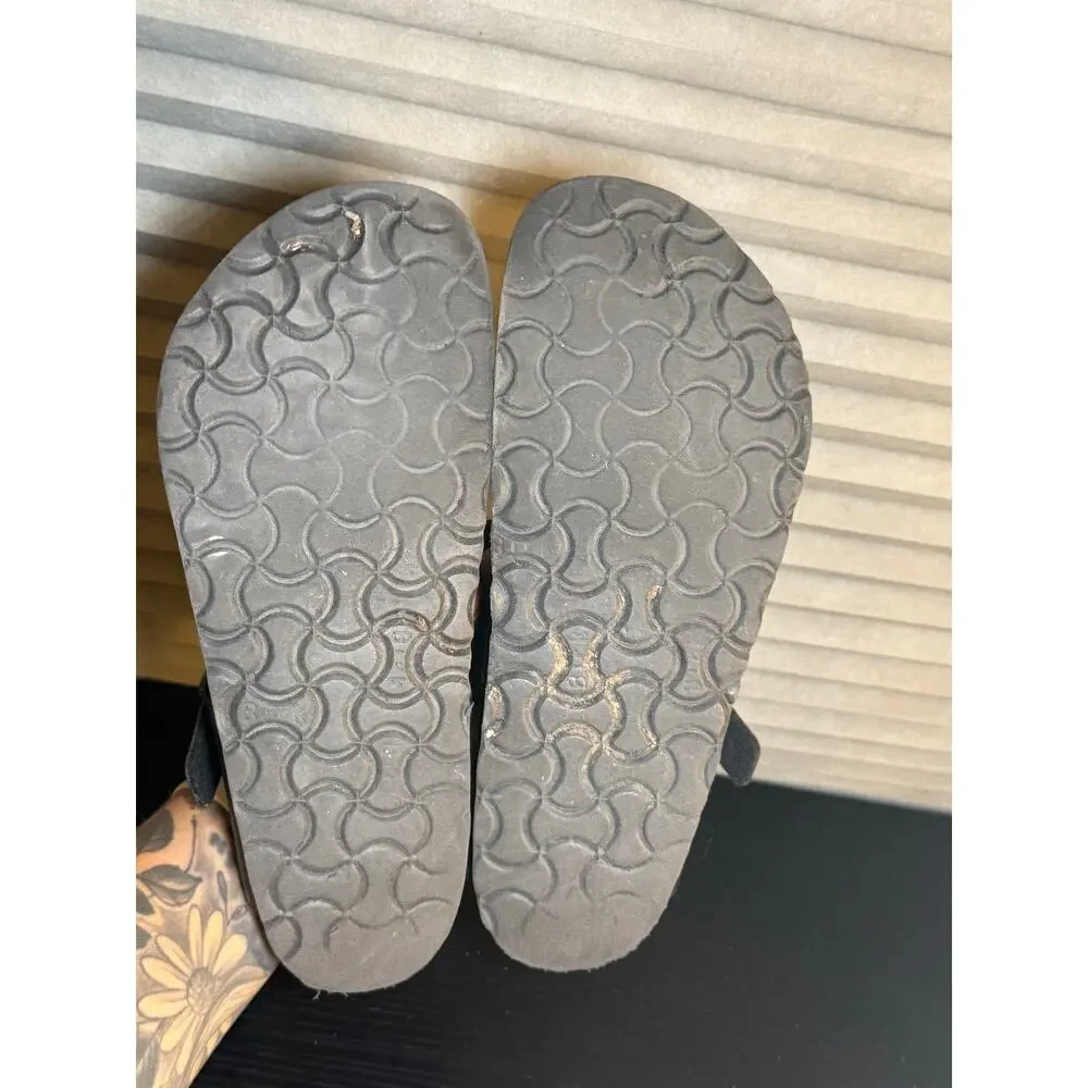 Birkenstock Gizeh Black Leather Thong Sandals EU39 US 8 Narrow Footbed